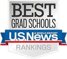 A silver U.S. News and World Report badge reading “Best Grad Schools Rankings.”