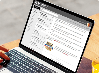 A marketing email in someone’s inbox with a U.S. News badge at the bottom reading “Best Insurance Companies.”