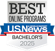 A silver badge from U.S. News and World Report reading “Best Online Programs: Bachelor’s 2025.”