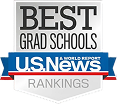 A silver U.S. News and World Report badge reading “Best Grad Schools Rankings.”