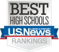 A silver U.S. News and World Report badge reading “Best High Schools Rankings.”